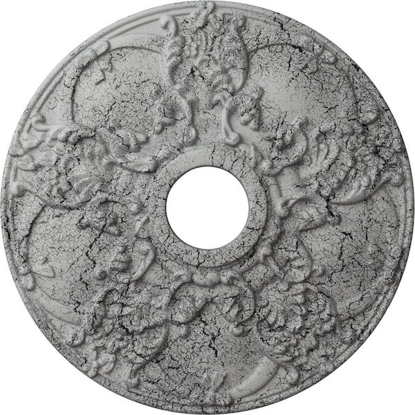 Ekena Millwork Norwich Medallion (Canopies up to 4 1/2"), 18"OD x 3 1/2"ID x 1 3/8"P, Ultra Pure White Crackle CM18NOUWC - main